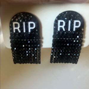 Black RIP Dangle Earrings